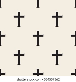 Seamless Monochrome Christian Cross Pattern Background