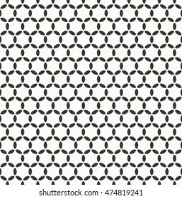 seamless monochrome circle grid pattern of ovals and dots.