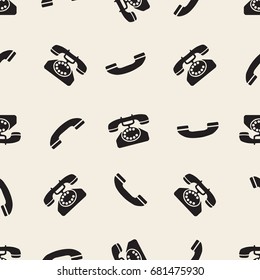 Seamless Monochrome  Classic Phone Pattern Background