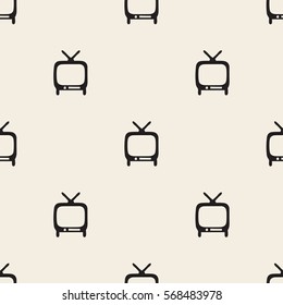 seamless monochrome classic television pattern background