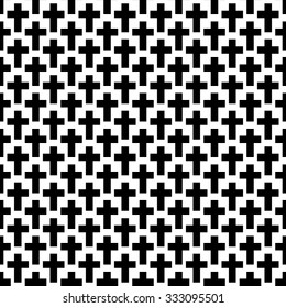 Seamless  Monochrome Cross Pattern, Vector Illustration