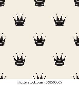 Seamless Monochrome Crown Pattern Background