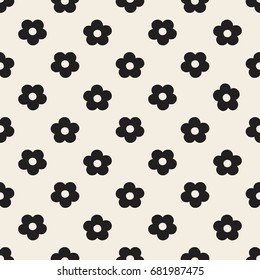 seamless monochrome  cute flower pattern background