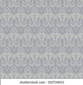 Seamless monochrome damask pattern. Vector ornamental background. Could be used as print for textile, paper or web design. Excellent print for greeting card or invitation.