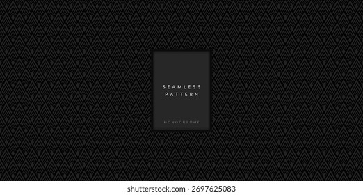 Um padrão geométrico escuro sem costura e monocromático com triângulos entrelaçados. Fundo minimalista perfeito ou textura elegante para projetos de luxo, moda, web e design gráfico.