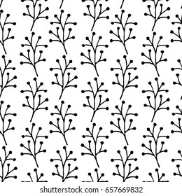 Seamless monochrome decorative template texture with black branches on the white background. Seamless stylized pattern. Vector Illustration easy to use for your website, textile print & many more.