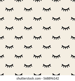 seamless monochrome eyelash pattern background