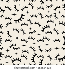 seamless  monochrome eyelash pattern background