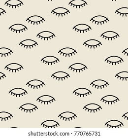 seamless monochrome eyelash pattern background