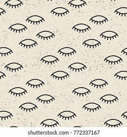 seamless monochrome eyelash pattern background