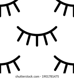 Seamless monochrome eyelash pattern. Vector background