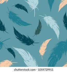 seamless monochrome feather pattern, vector