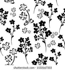 Seamless monochrome floral background. Vector illustration