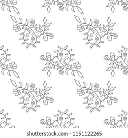 seamless monochrome floral pattern