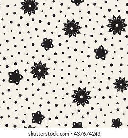 Seamless monochrome floral pattern