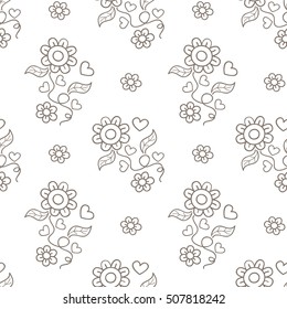 seamless monochrome floral pattern