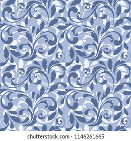 Patrón floral monocromo impecable. Fondo floral para textiles, papel pintado, envoltura, papel. Color azul.