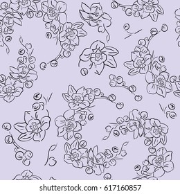 Seamless monochrome floral pattern. Flowers texture.