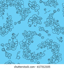 Seamless monochrome floral pattern. Flowers texture.