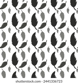 Seamless monochrome floral pattern. Vintage seamless background with black leaves eps10