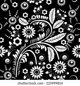 Nahtlose monochrome Blumenmuster für Ihr Design