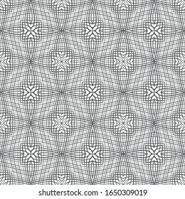Seamless monochrome floral texture. Abstract vector background with thin line. Graphic design of a lattice. For the cover, of cards, wallpaper, fabric.