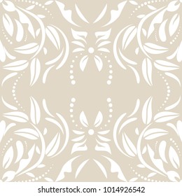 Seamless monochrome floral vector pattern. Vintage ornament