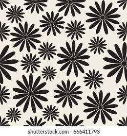 seamless monochrome flower pattern background