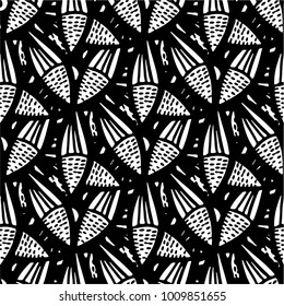 Seamless monochrome foral pattern vector