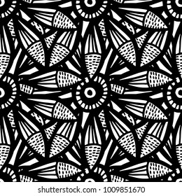 Seamless Monochrome Foral Pattern Vector