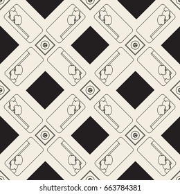 seamless  monochrome furniture plan pattern background