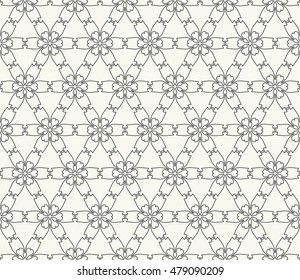 Seamless monochrome geometric line pattern. Contemporary graphic design. Endless hexagon texture for wallpaper, pattern fills, web page background. Tribal ethnic arabic indian ornament.
