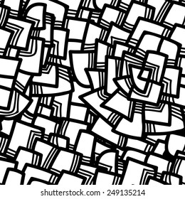 Seamless monochrome geometric pattern. Abstract background. Floral motive. Vector illustration with hand drawn element.