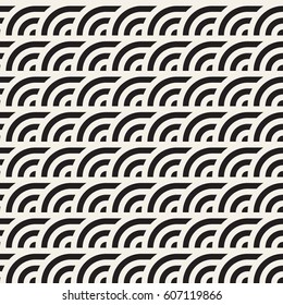 Seamless monochrome geometric pattern. Abstract geometric background. Stylish vector rounded lines print