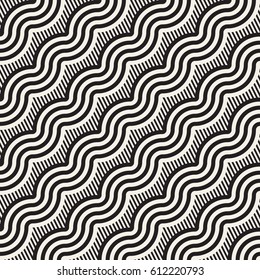 Seamless monochrome geometric pattern. Abstract stripy geometric background. Stylish vector lines print
