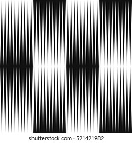 Seamless monochrome geometric pattern. Black and white background. Optical sound effect. The vertical triangles. Vector illustration.