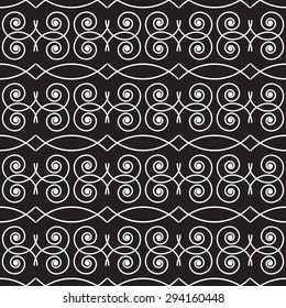 seamless monochrome geometric pattern black-white- vector illustration