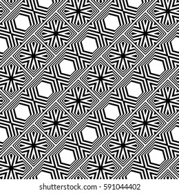 Seamless monochrome geometric pattern design. Abstract striped background. Vector art