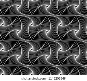 Seamless monochrome geometric pattern with illusions