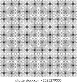 Padrão geométrico monocromático contínuo com linhas nítidas e formas abstratas repetitivas. Ideal para fundos, têxteis e projetos digitais. Design plano e minimalista sem gradientes.