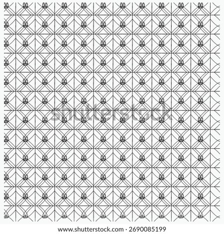 A seamless monochrome geometric pattern of squares containing starburst or asterisk shapes.