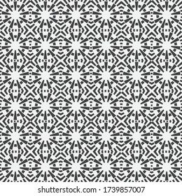 Seamless monochrome geometric vector pattern. Abstract texture with repetitive angular shapes, rhombes. Applicable for cover, of cards, wallpaper, fabric. Graphic design of a lattice. 
