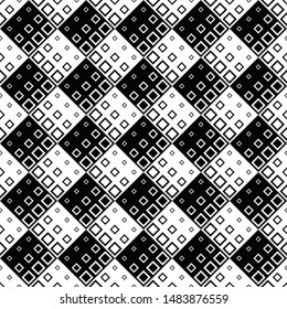 Seamless monochrome geometrical diagonal square pattern background - black and white abstract vector illustration