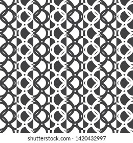 Seamless monochrome geometrical pattern. An abstract background with thin lines, an arch, angular forms  for cover, texture, packing. Vector graphics.