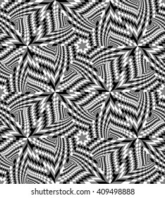Seamless Monochrome Geometrical Pattern create the illusion of depth and volume.Polygonal Abstract Background. Suitable for textile, fabric, packaging and web design. Vector Illustration.