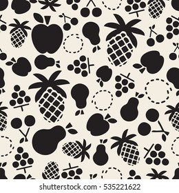 seamless monochrome glitter fruity pattern background
