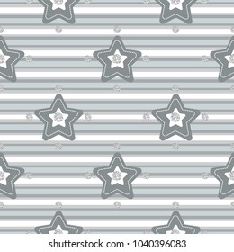 seamless monochrome greystar and silver dot glitter pattern on stripe background