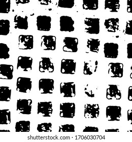Seamless monochrome grunge patern fabric texture. Simple  artistic abstract broken backdrop. Black and white  print. Modern illustration for design wallpaper, decorative paper, web, etc
