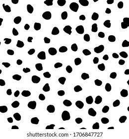 Seamless monochrome grunge patern fabric texture. Simple  artistic abstract spotted backdrop. Black and white  print. Modern illustration for design wallpaper, decorative paper, web, etc