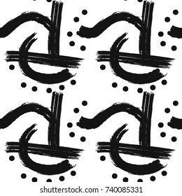 Seamless monochrome grunge pattern. Dirty, funky, trendy hand painted texture